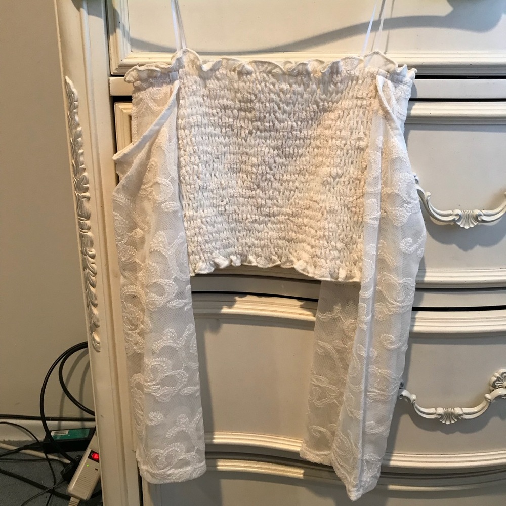 Off the shoulder lace crop top